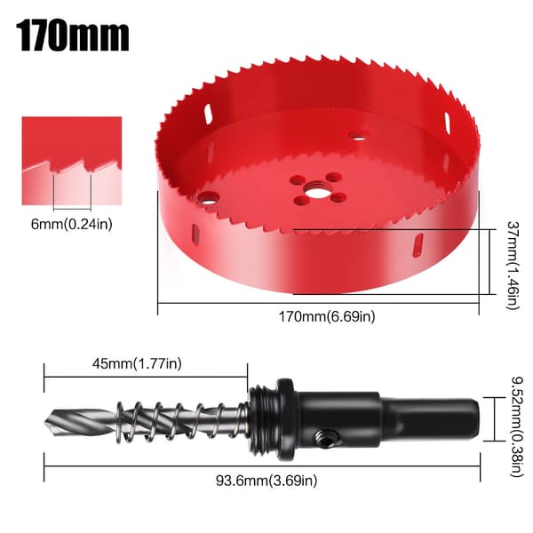m42 hss hålsåg borr bi-metall spets för aluminium järn trä (170mm)