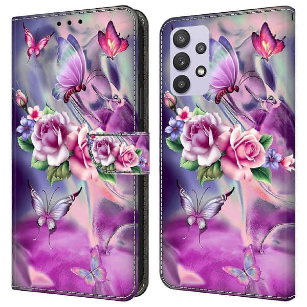 Läderfodral för Samsung Galaxy A32 5G med 3D-mönster, tryck, ställ och plånboksfodral