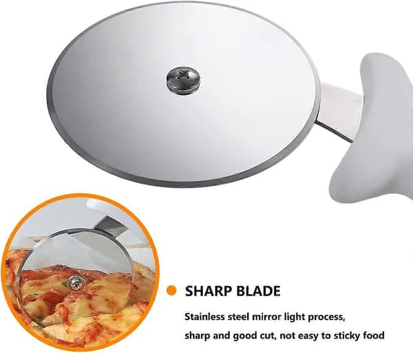 Pizzakutter, pizzakutter i rustfritt stål, pizzakutter, (hvit) 24,1*10,1*1,7 cm