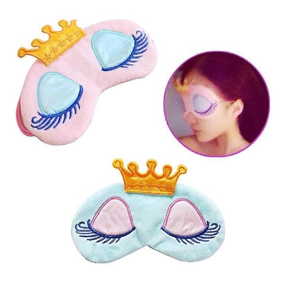 2-pack Söta Flickors Rese Prinsesskrona Sovmask Ögonskugga Blindfäll Knäppskydd Ögonmask