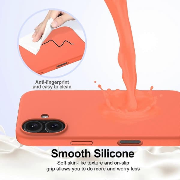 Mobilskal för iPhone 16 Kompatibelt med MagSafe Anti-dropp Flytande Silikon Mobilskal (Orange, Orange)