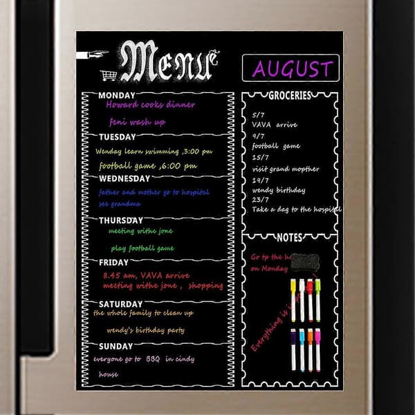 Ugentlig Menu Tavle Whiteboard, 30,5x39,9 cm Magnetisk Madplanlægger til Køleskab Whiteboard Magnetisk Menu Tavle