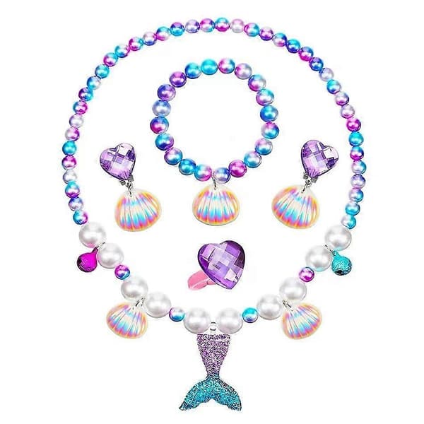 5 st Sjöjungfru Halsband Armband Set Flickor Barn Sjöjungfru Smycken Uppsättning