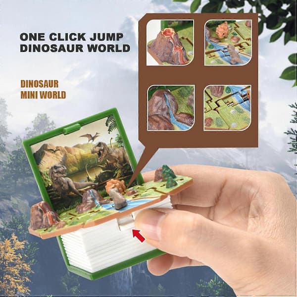 3D Dinosaurleke for barn Mini PopUp nøkkelring Mini Dinosaurfigurer Bok Liten gave til kube Grønn