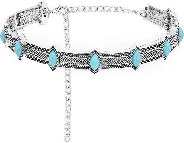 Turkis Halskæde Sølv Kort Halskæde Choker Personlig Boho Halskæde Smykker til Kvinder og Piger
