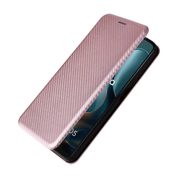 Karbonfibertekstur Flip Lær Telefonveske (Rosa, for Motorola Moto G05 / E15)