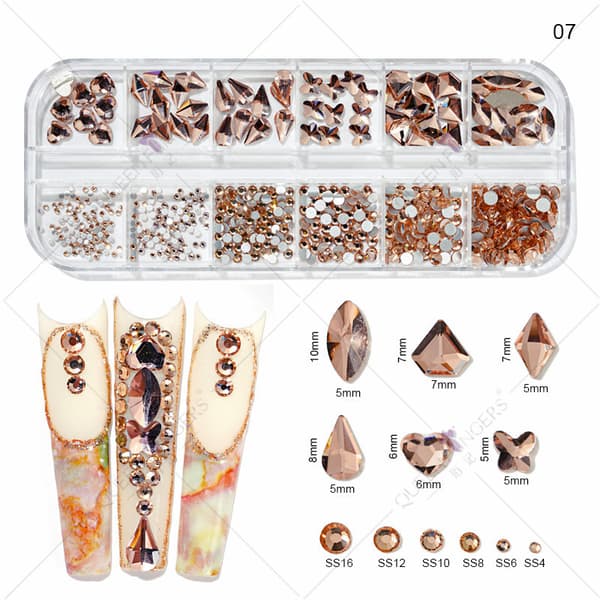 DIY smyckestillbehör 12 fack specialformad nagelkonst diamant specialformad diamant