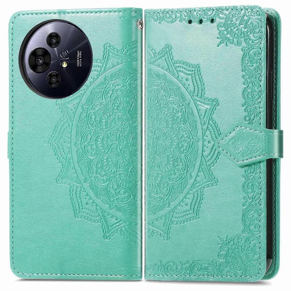 Plånboksfodral för TCL 50 Pro NxtPaper 5G Mandala Blomma Läder Telefonskydd Ställ - Grön (Grön)