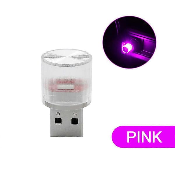 1x Mini Lampepære Tilbehør USB LED Bil Interiør Neon Atmosfære Ambient Lys, Rosa