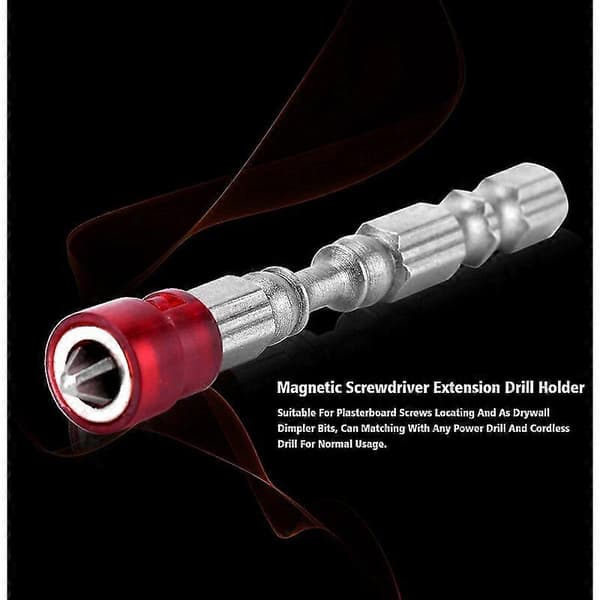 -Skrutrekkerbits, 5 stk 65 mm S2 magnetisk stål Phillips hode PH2 skrutrekkeradapter - med magnet og dybdestopp + Ph2 bit (rød)
