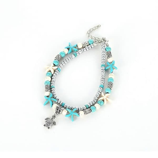 2 st Boho Snäcka/sjöstjärna/sköldpadda/ Väv anklar Armband Pärlstav Justerbar