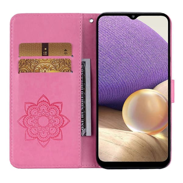Strass Telefonfodral för Samsung Galaxy A54 5G Tryckt Uggla Blomma Läderfodral med Ställ Plånbok (Rosa, Ros)
