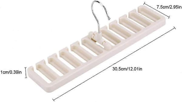 Bælteholder Organizer, 10 Slots Slips Bælte Tørklædeholder Organizer Kraftig Plastik Skabspladsbesparende (Beige)