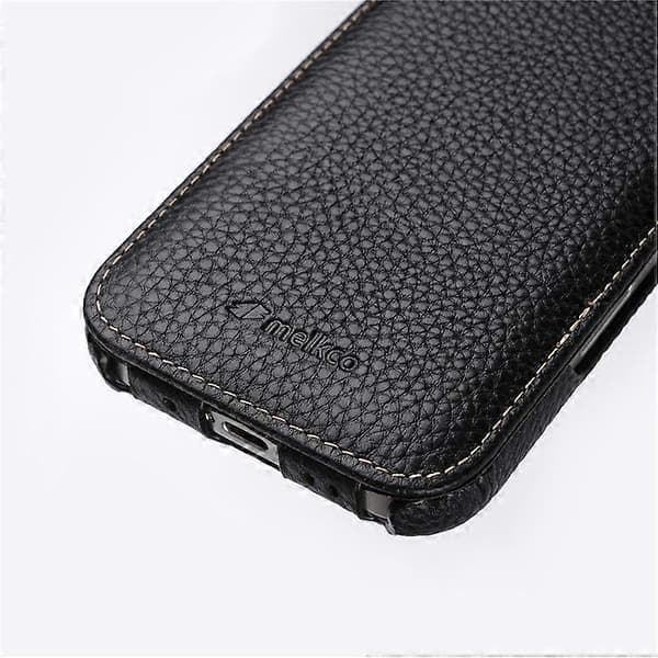 MELKCO iPhone 16 Pro Max Cover, MagSafe-kompatibelt lædercover, lodret flip-stil (sort)