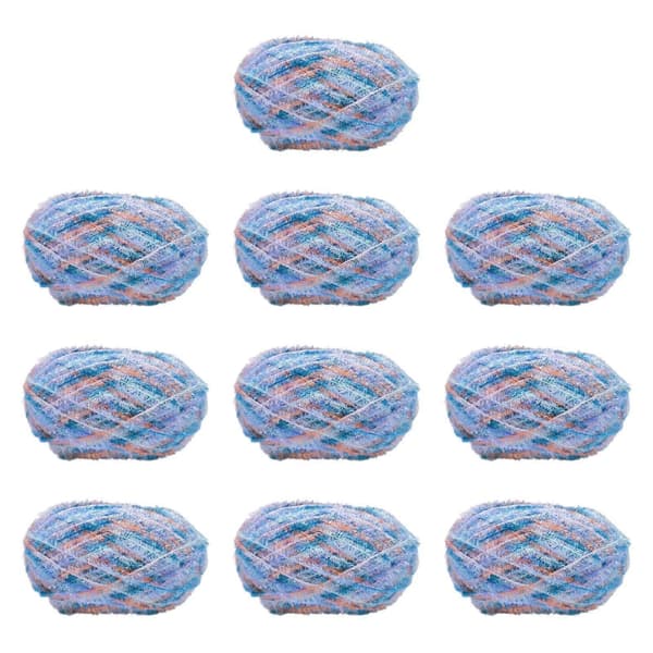 Skrubbegarn for oppvaskkluter Assorterte farger 10 nøster Tilbehør Polyester DIY (Blå)