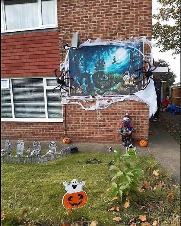 Vinyl Halloween Horror Night Baggrund 7X5FT Allehelgensdag Baggrunde Hallowmas Græskar Lamper Heks