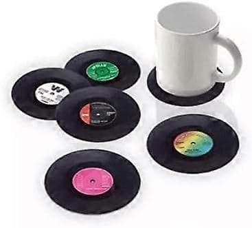 6 stk. Kreativ Vinylplate Kopp Drikke Brikke Holder Matte Bordbrikke