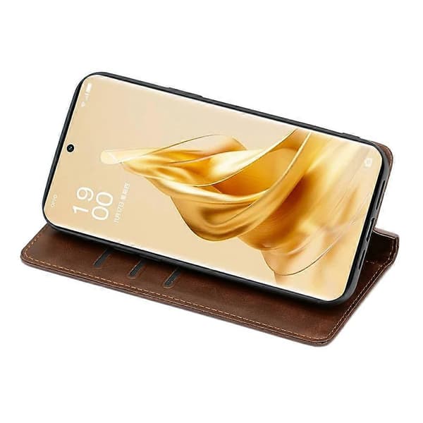 Oppo A78 4G -puhelimen ruskea vasikannahkajäljitelmä lompakkokotelo