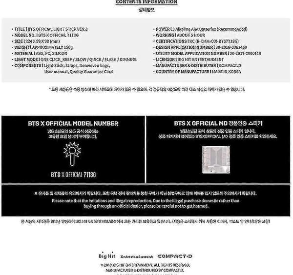 Bts Officiel Lysstav Ver.3 Med 7 Fotokort Gratis Gave