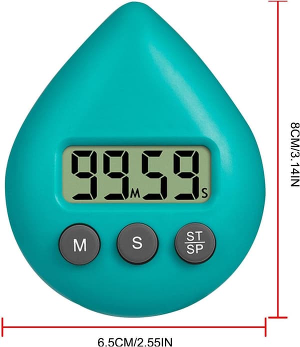 Digital timer med sugpropp och LCD-display, energibesparande digital timer, vattentät digital duschtimer, tandborsttimer (ljuscyan)