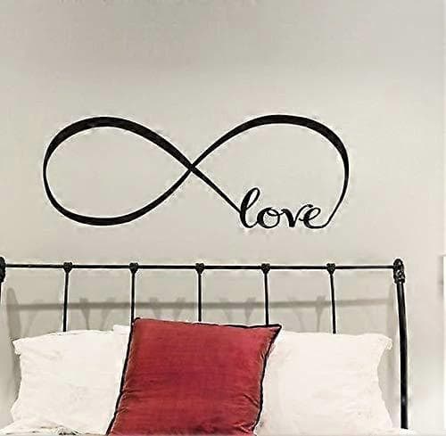 Väggdekaler Sovrumsinredning Infinity Symbol Ord Kärlek Vinyl Konstdekal svart 20x60cm
