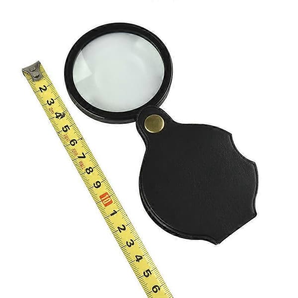Lup i lommeformat, 70 mm 10X Mini Foldelup med Roterende Beskyttelsesetui i Læder, Sort