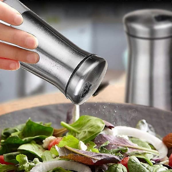 Sæt med salt- og peberbøsser - Krydderidispenser med justerbare hældehuller - Rustfrit stål og glas