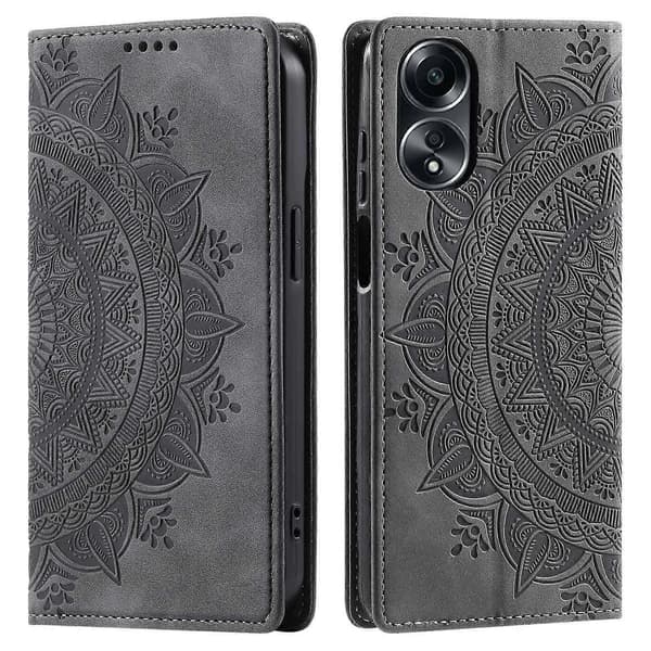 För Oppo A58 4G Mobiltelefonfodral PU Läder Anti-Repa Plånbok Telefonskyddsfodral - Grå (Grå)