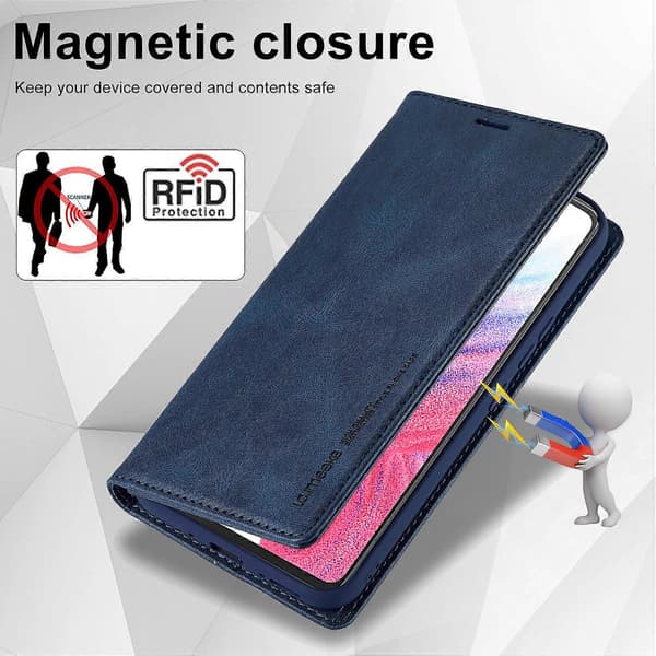 LC.IMEEKE til Samsung Galaxy S24 Mobiltelefon Etui Magnetisk RFID-blokerende Telefonpung Etui - Blå (Blå)