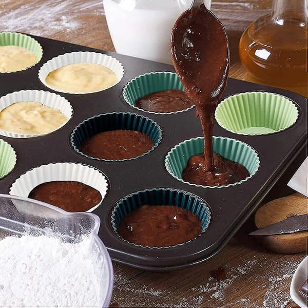 Muffinsformar i silikon, set om 12 återanvändbara muffinsformar