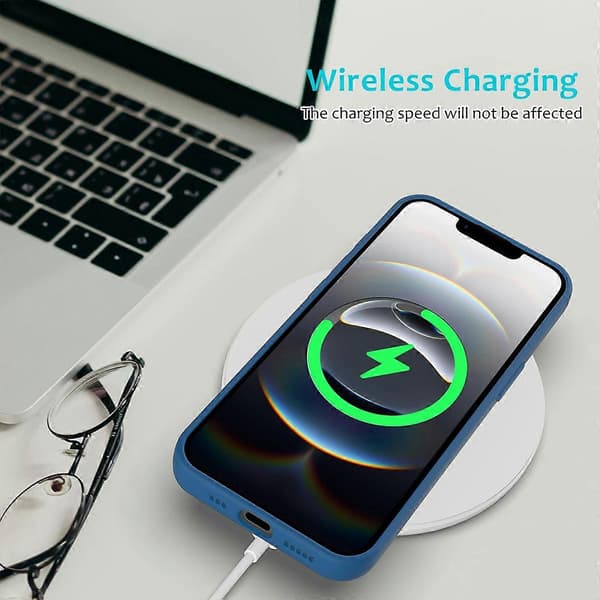 För iPhone 16e mobiltelefonfodral anti-dropp flytande silikon mjukt foder baksida - blå (blå)