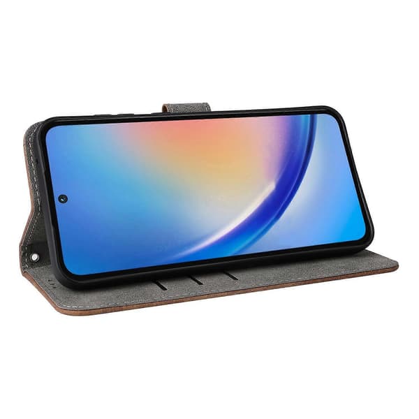 För Samsung Galaxy A35 5G Läderplånboksfodral RFID-blockerande Telefonskyddsfodral - Brun (Brun)