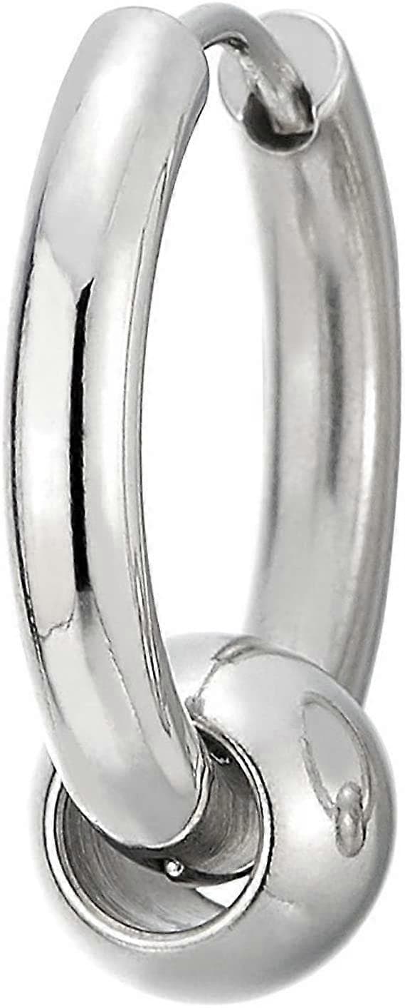 Rustfrie stål sirkelperler hengslede huggie-øredobber for menn og kvinner, 3 par, 10 mm