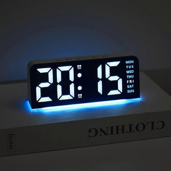 GH8033 LED Digitalt Ur Dato Temperaturvisning Ambient Lys Dobbelt Alarm Smart Bordur (Sort Skal Grønt Lys)
