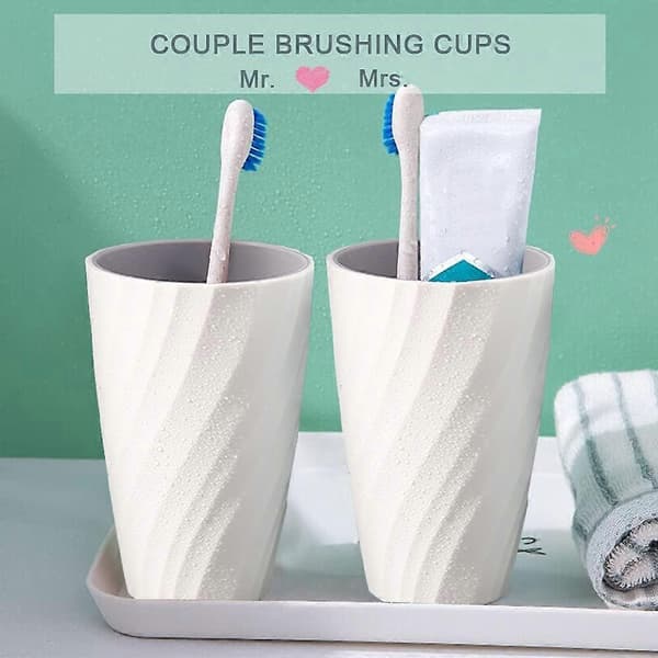 2-pack Okrossbara Mjuka och Tåliga Tandborstmuggar för Badrum (Vit) 8cm*5.2cm*12.2cm