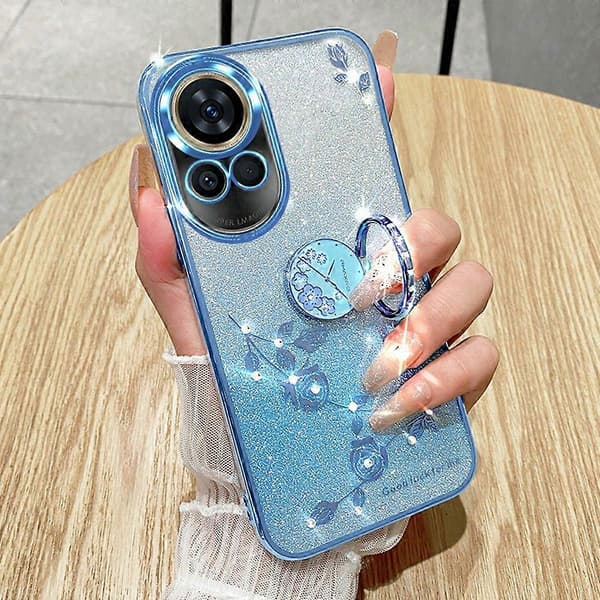 KADEM för Huawei nova 13 mobiltelefonfodral ringfäste TPU blomma mobiltelefonfodral gradient flash roséguld (roséguld)