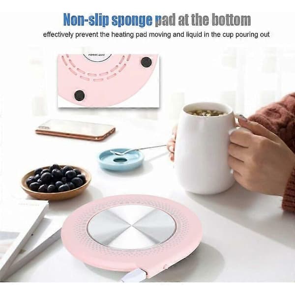 Kaffekoppvarmer, USB elektrisk koppvarmer, rosa 128*128*10mm