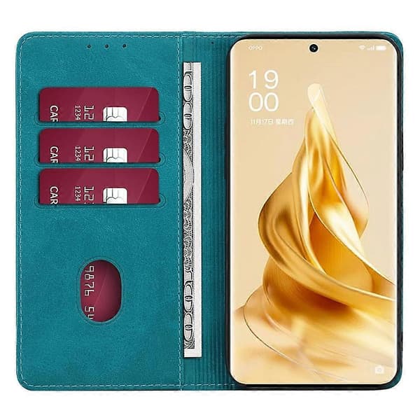 Kalvskinnsfodral med plånbokshållare för Oppo A78 4G - Ljusblå (Ljusblå)
