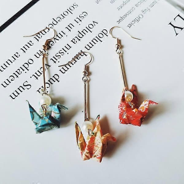 Ørestikker Origami Papirkran, Hypoallergeniske dingle øreringe, Kirurgisk rustfrit stål / til kvinder piger