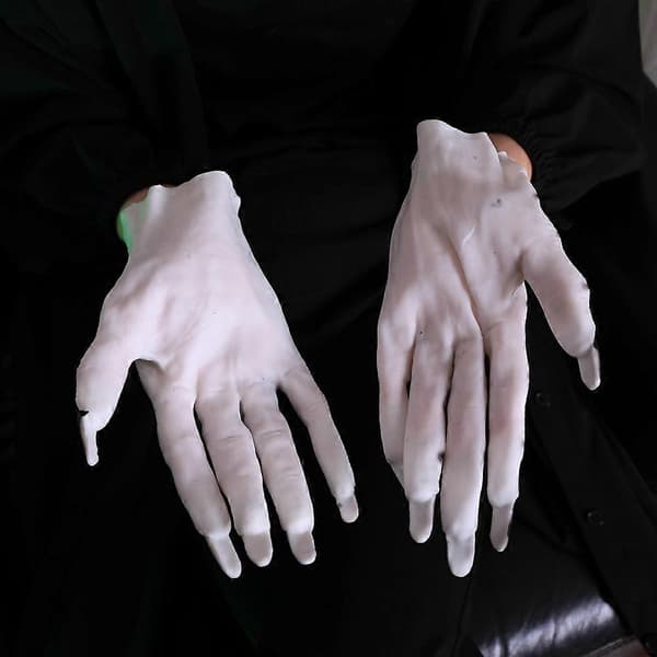 Hvide Ghost Claws Handsker Med Sorte Negle Til Halloween Kostumefest Kvinder Cosplay Ny
