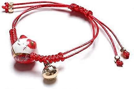 Feng Shui Lyckobringande Röd Keramik Katt Armband Maneki Neko Förmögenhet Rikedom Armband för Förmögenhet Rika Pengar Symbol