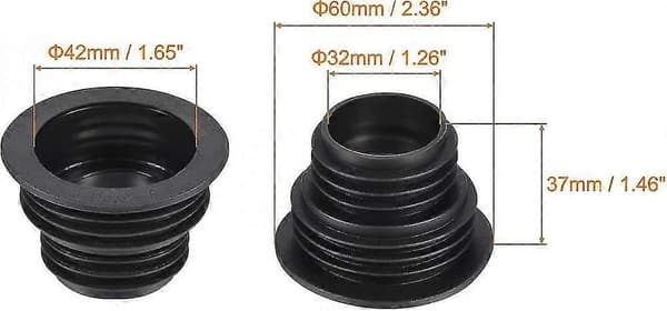 Avloppsrör Tätningsslang Silikonplugg Avloppsring Anslutning För Kök Badrum, 2-pack Svart