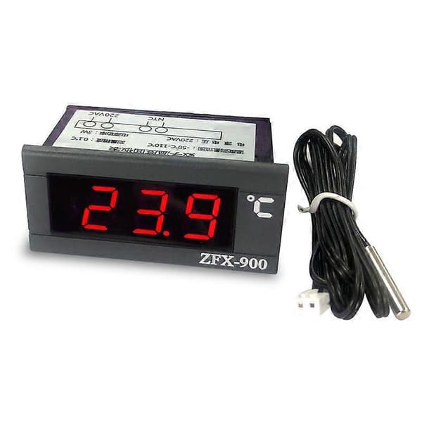ZFX-900 Termometer Indbygget Temperaturmåler Smart Digital Temperaturdisplaypanel til Køleskab Fryser Koldt Skab, Sort