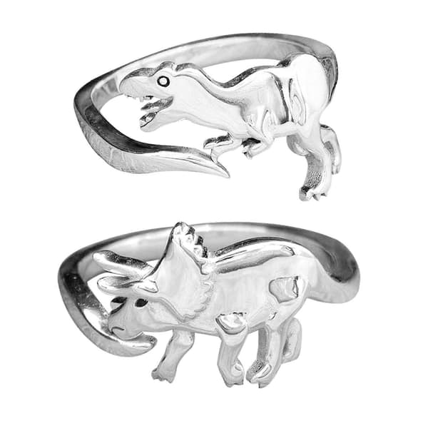 4 stk. Søde justerbare dinosaurringe, dinosaurornament, dyresmykker, dinosaurring
