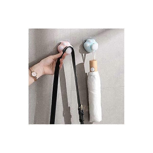 Søt badekåpekrok og håndkle med kattepote og badekåpekrok Stor multifunksjonell ABS-krok 2 stk (rosa, himmelblå) 7*6cm