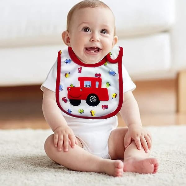 2 st Bomull Tecknad Broderad Baby Dregelhandduk, 31*19cm
