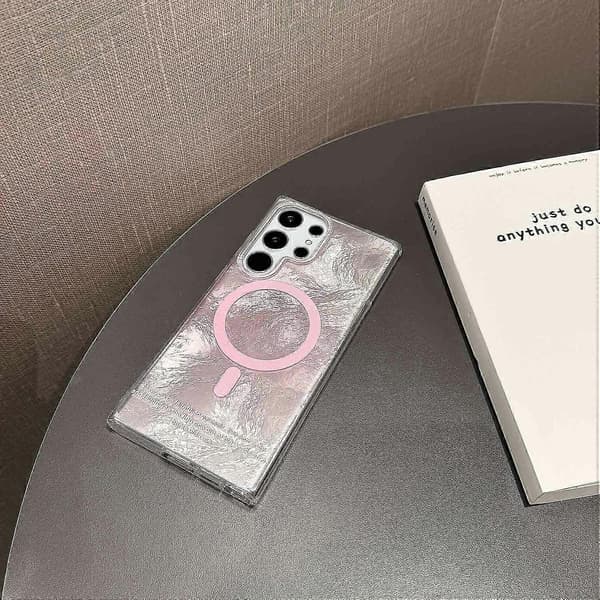 Magnetiskt telefonfodral för Samsung Galaxy S24 Ultra, gradientfärg TPU+PC skyddsfodral - Rosa (Rosa)