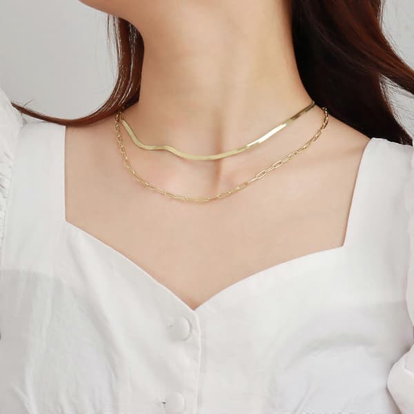Link Lagdelt Halskæde Guld Lagdeling Papirclips Kæde Choker til Kvinder