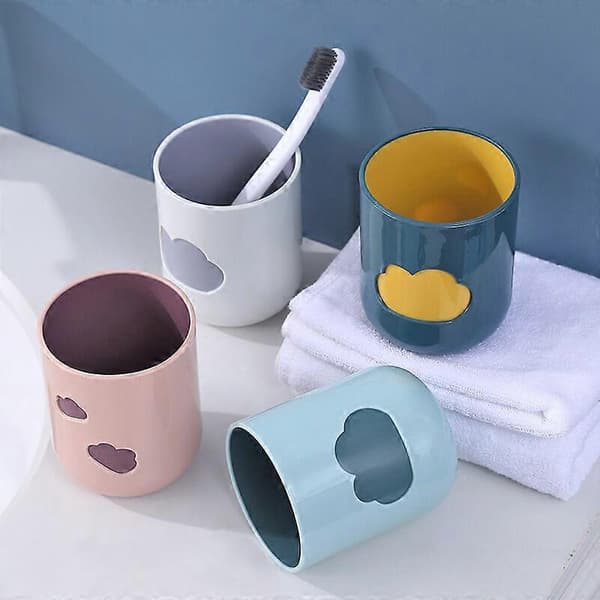Tandborstmugg, återanvändbar plastmugg för badrum och kök, ljusblå