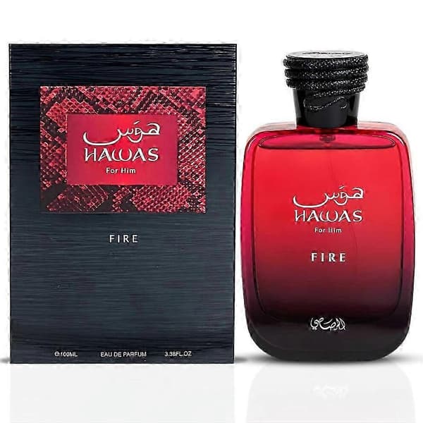 2025 RASASI Hawas Fire Eau De Parfum för män 100ML (3.4 Oz) - Djärv arabisk parfym med eldig essens - Långvarig lyxig doft